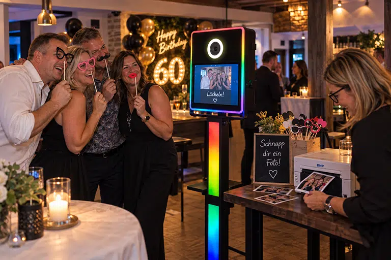 LED-Fotobox auf einer Geburtstagsfeier