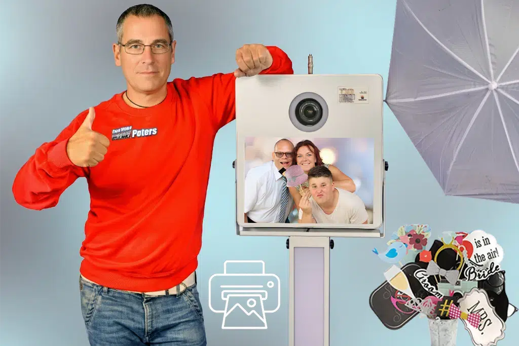 Fotobox mit Bildschirm und Blitz, präsentiert von Ralf Peters in Boppard.