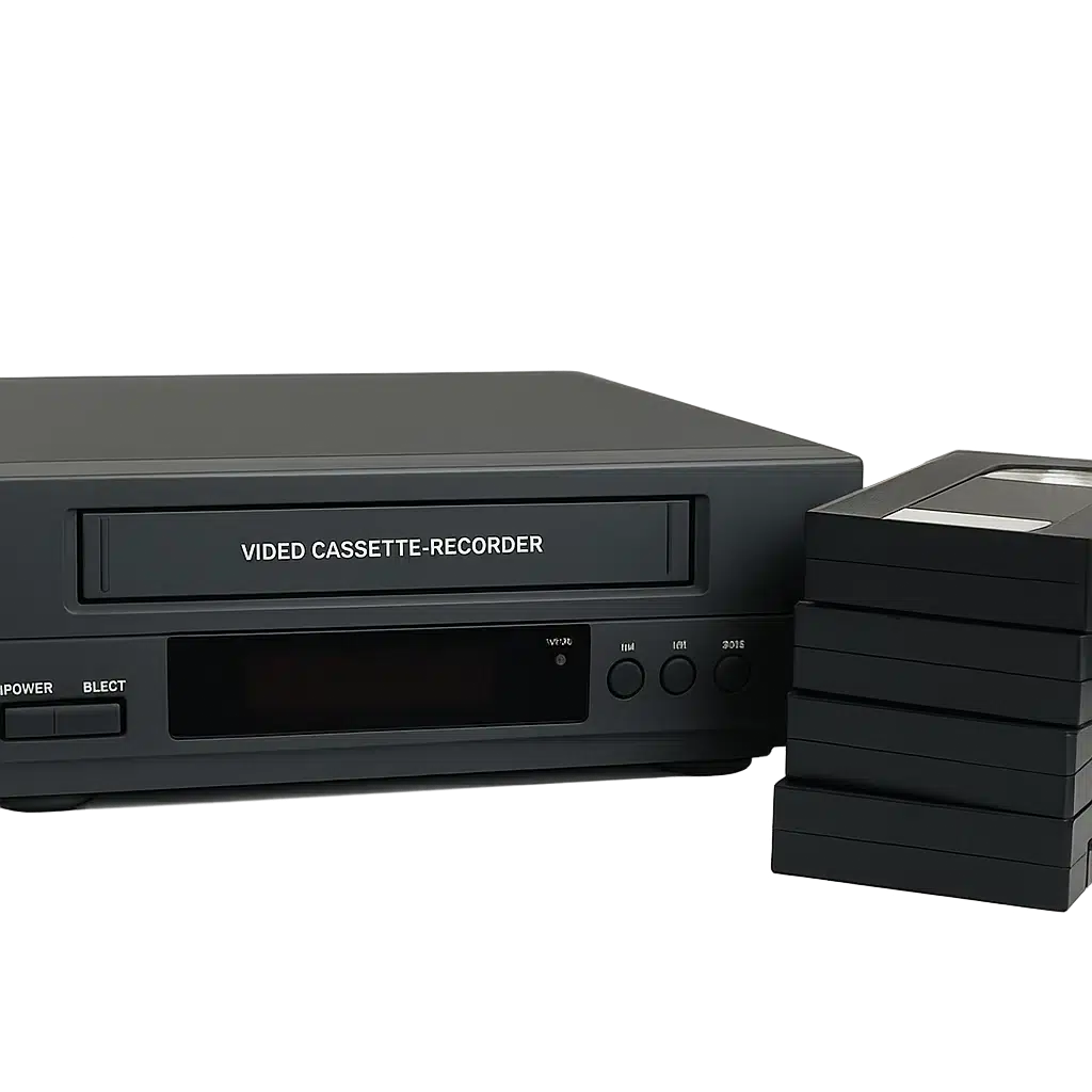 VHS-Rekorder mit Videokassetten